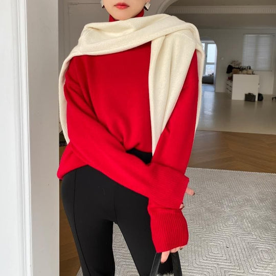 R&B | Strickpullover Rollkragen Lässige Passform Weich und Warm Lange Ärmel