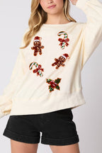 R&B | Weihnachts LR&Bkuchenmann Paillette Lässig Langarm Sweatshirt