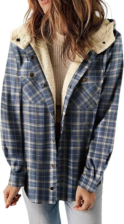 R&B | Plaid Jacke Langarm Schnalle Wolle mit Kapuze