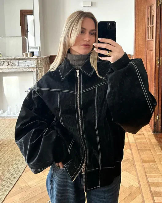R&B | Oversized Vintage-Lederjacke für stilvolle Schichten