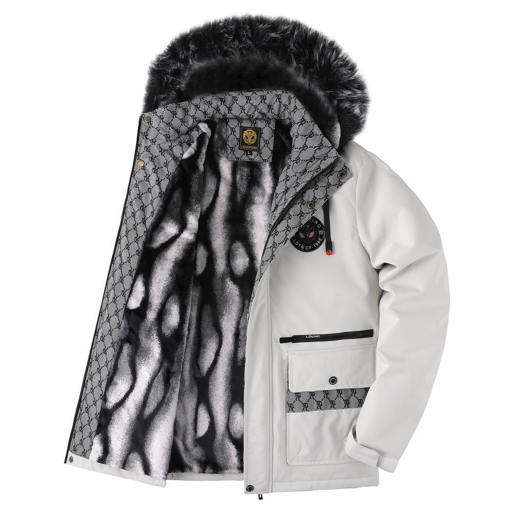 R&B | Herrenjacke mit Abnehmbarer, Pelzgefütterter Kapuze