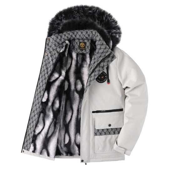 R&B | Herrenjacke mit Abnehmbarer, Pelzgefütterter Kapuze