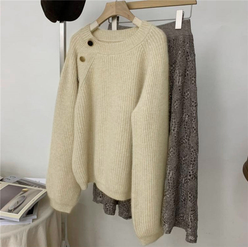 R&B | Strickpullover mit Dekorativen Knöpfen Weich und Elegant Einzigartiges Design