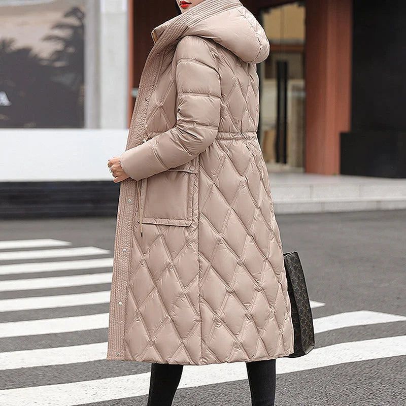 R&B | Winter Lange Gefütterte Jacke für Damen Ideal für Kaltes Wetter