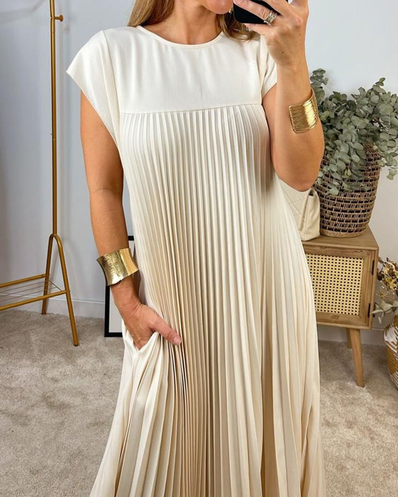 R&B | Elegantes Plissee-Kleid Einfarbig Ärmellos