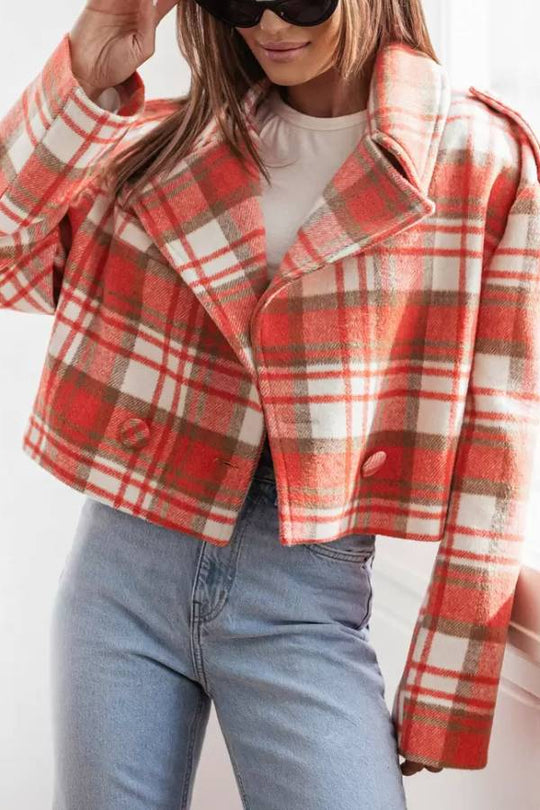 R&B | Herbst/Winter Wendekragen Karomuster Jacke