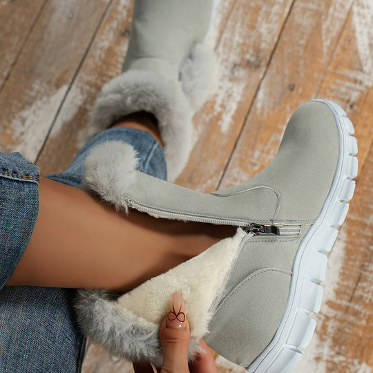 Stilvolle Winterstiefel mit Fellbesatz und Schnallen R&B R&B
