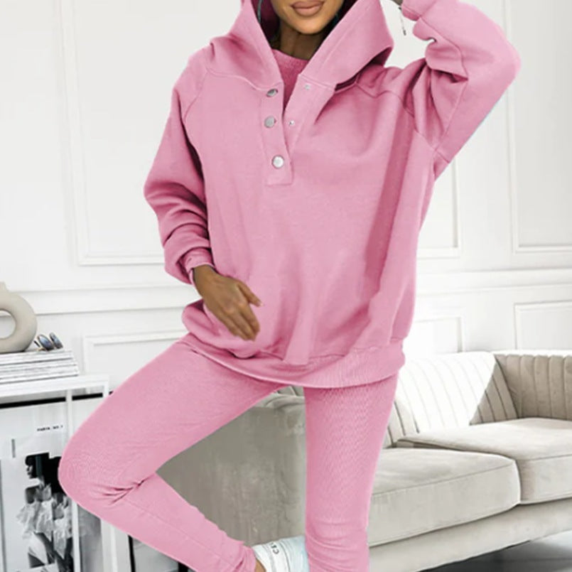 R&B | 3-Teiliges Damen-Sportanzug mit Lockerem Kapuzenpullover und Slim-Hosen