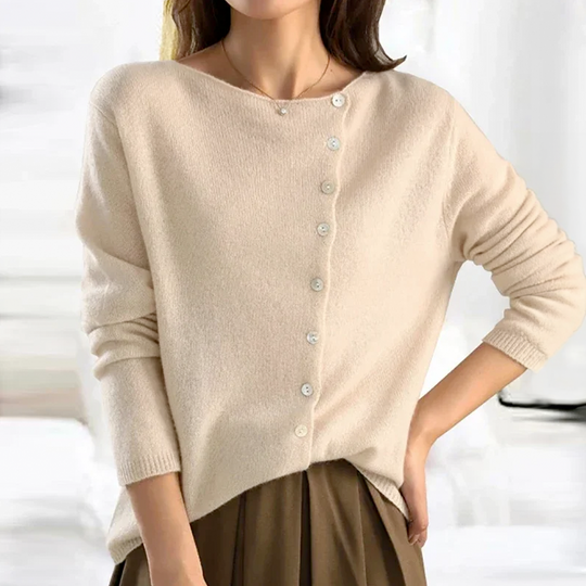 R&B | Knopfverschluss runder Hals Cardigan