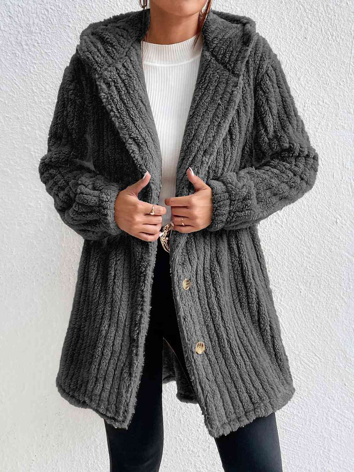 R&B | Button Down Kapuzenmantel