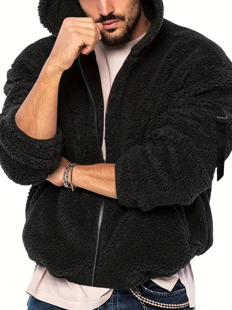 R&B Teddyjacke mit Reißverschluss für Männer