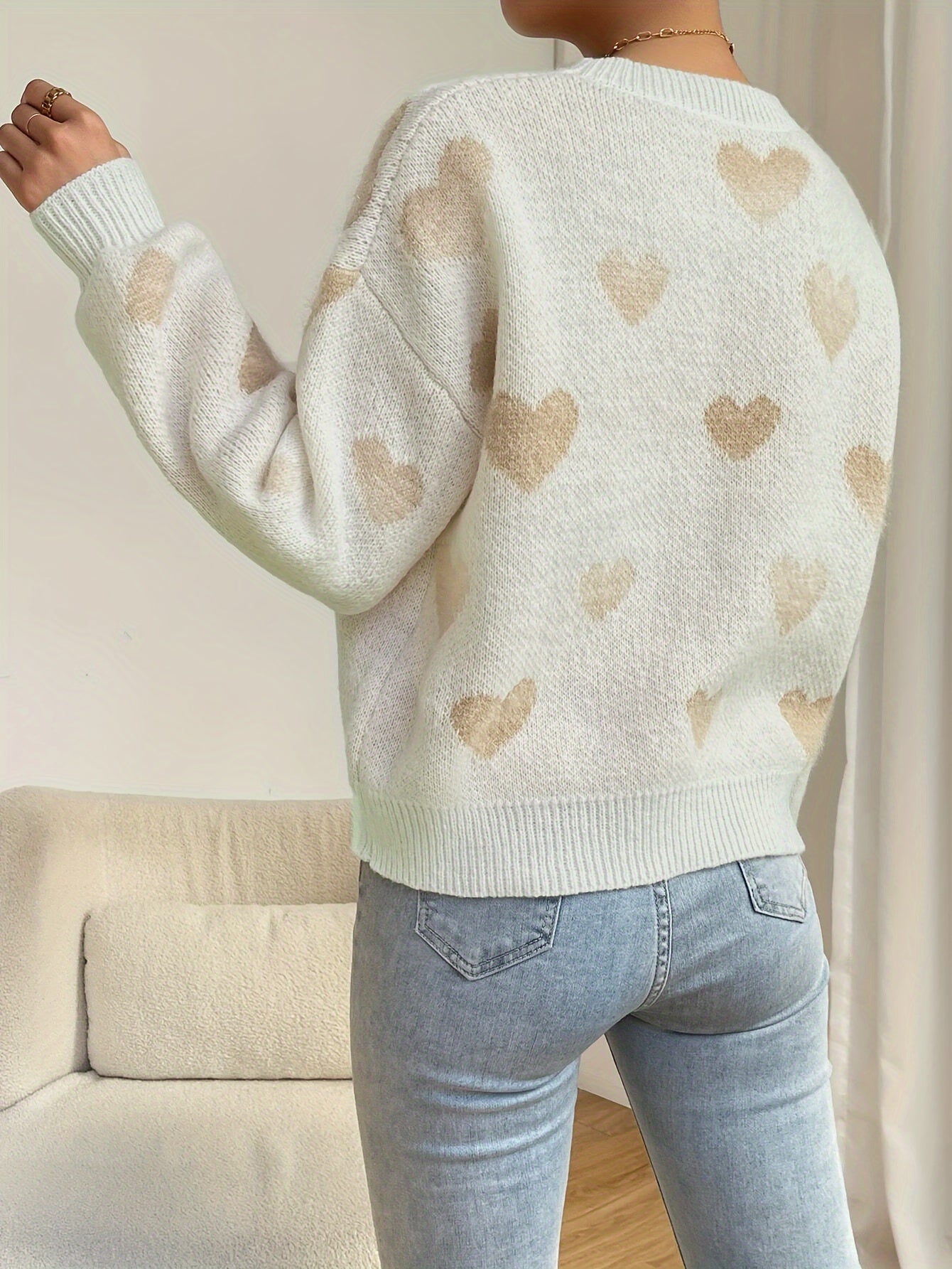 R&B | Lässiger Strickpullover mit Herzchen Damen