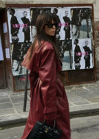R&B | Leren Trenchcoat - elegante rote Damenjacke