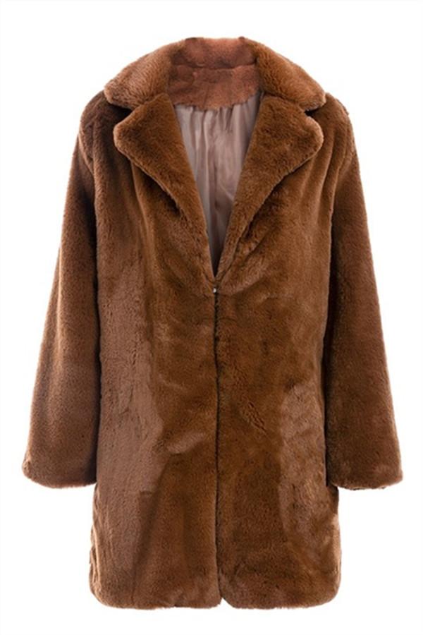R&B | Shaggy Kunstfell Teddy Mantel Braun