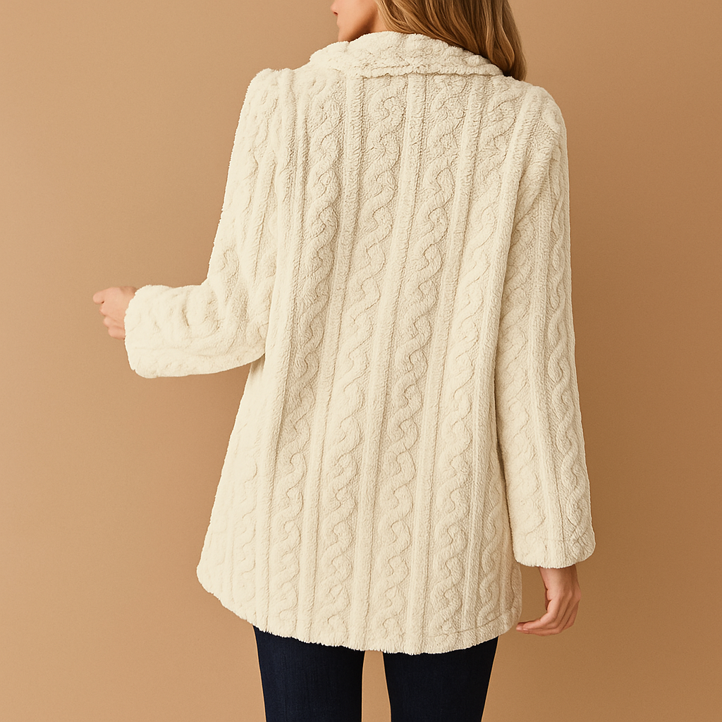 R&B | Lange Teddy Damen Winterjacke mit Knöpfen