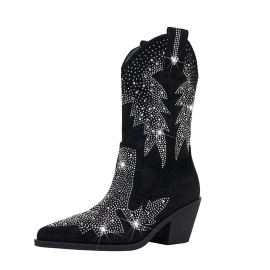 Elegante Glitzer Cowboystiefel Damen Mit Strass Stiefel R&B