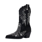 Elegante Glitzer Cowboystiefel Damen Mit Strass Stiefel R&B