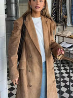 R&B | Eleganter Lange Wildledermantel