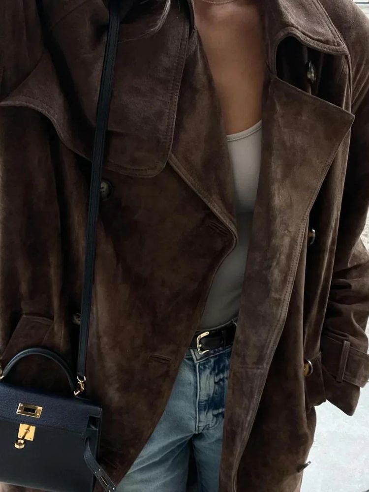 R&B | Eleganter Lange Wildledermantel