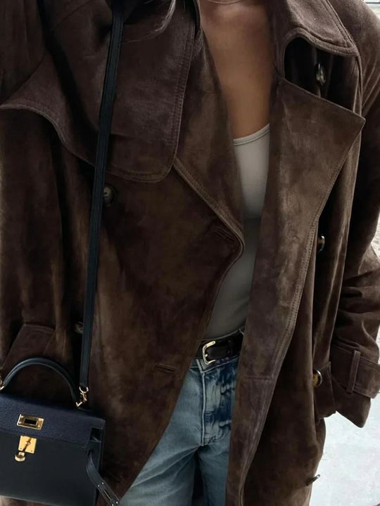R&B | Eleganter Lange Wildledermantel