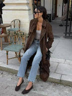 R&B | Eleganter Lange Wildledermantel