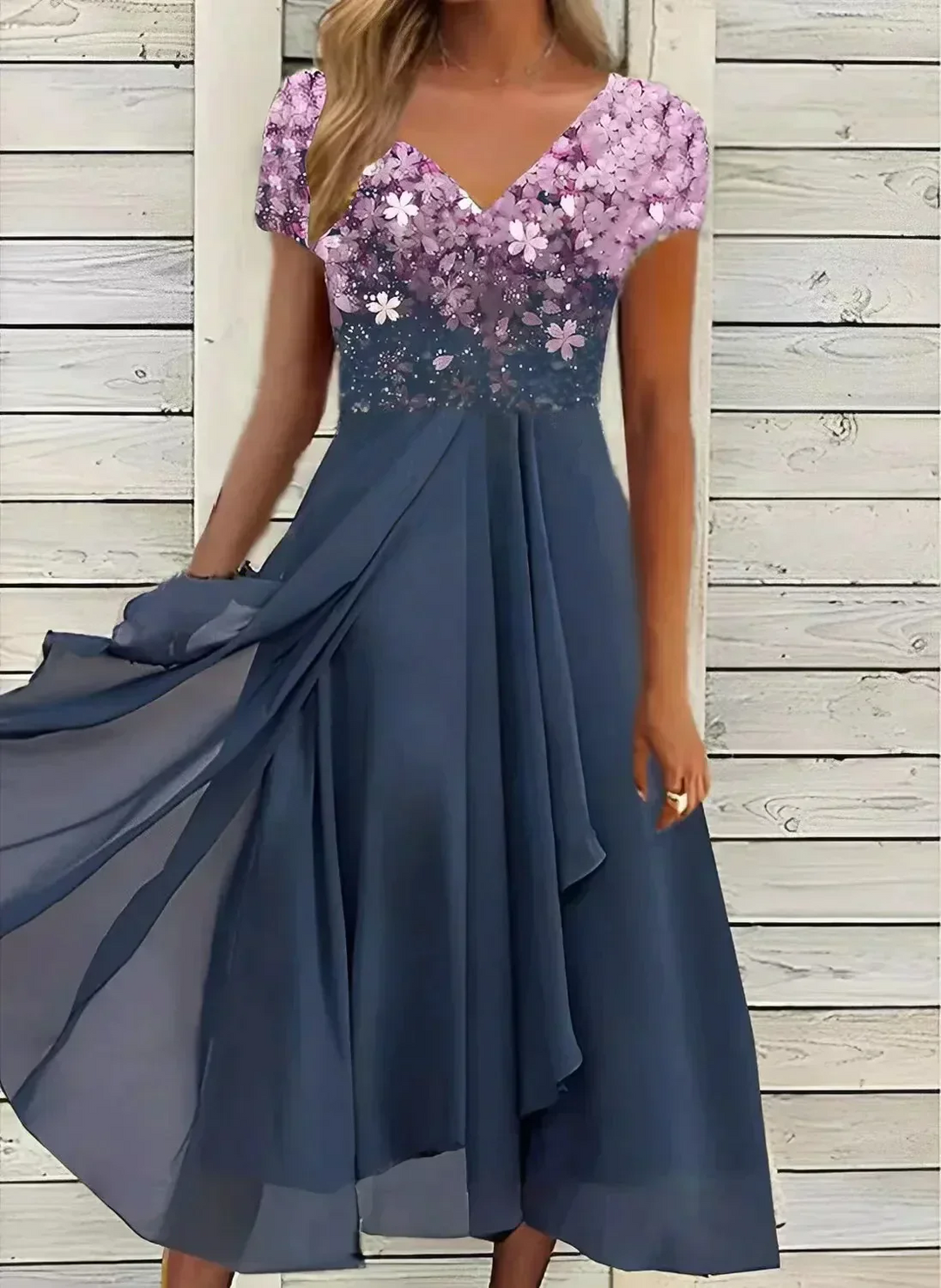 R&B | Damen Elegante V-Ausschnitt Kleid Abendkleid