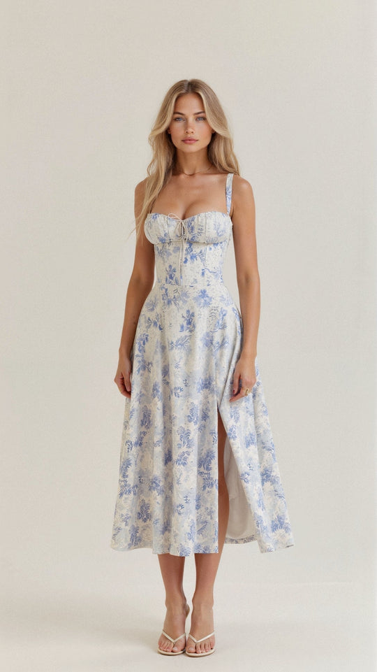 R&B | Sommerliches Midi Kleid mit Trägern & Schlitz Luftig, Elegant & Perfekt für Warme Tage