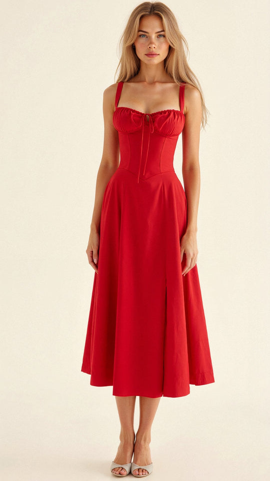 R&B | Sommerliches Midi Kleid mit Trägern & Schlitz Luftig, Elegant & Perfekt für Warme Tage