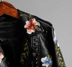 R&B | Bestickte Frauen Kunstleder Bikerjacke