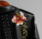 R&B | Bestickte Frauen Kunstleder Bikerjacke