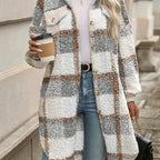 R&B | Karierter Knopfjacke mit Fuzzy Muster