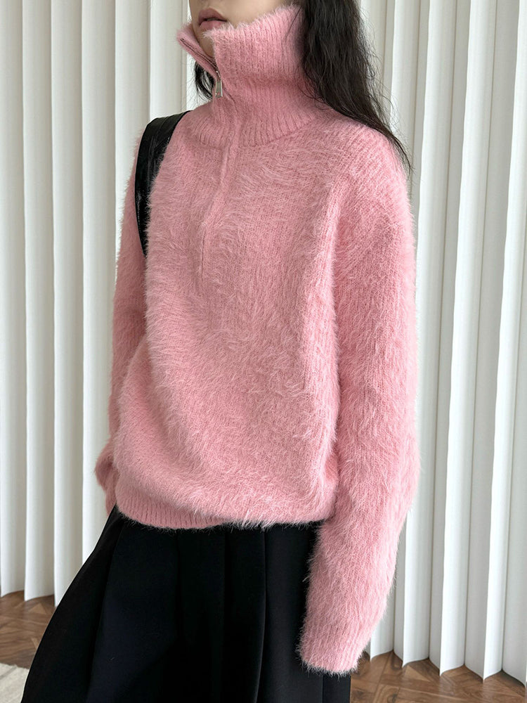 R&B | Flauschiger Pullover mit Reißverschluss
