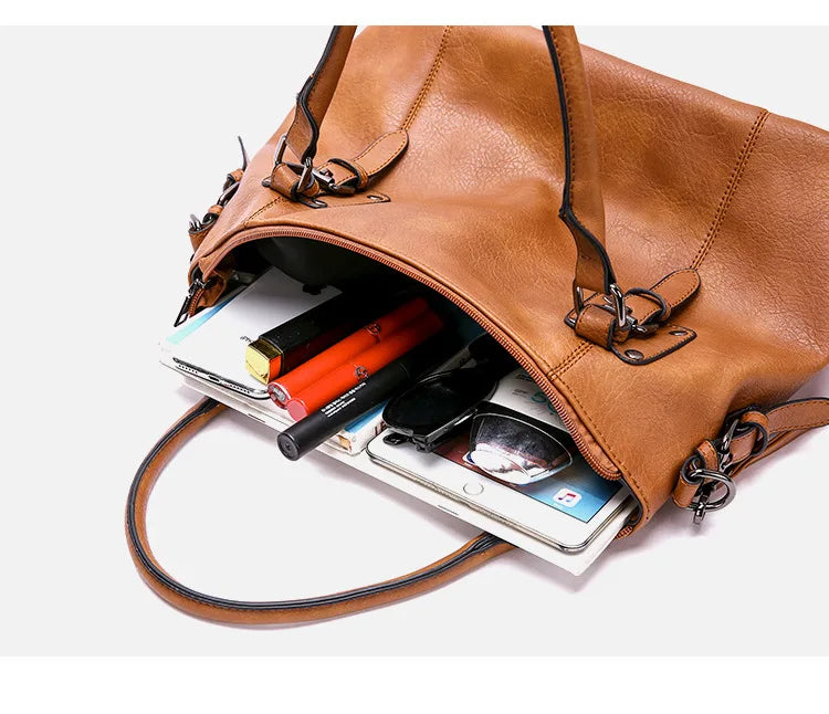 R&B | Vintage große Kapazität Handtasche aus weichem Material mit Schulterriemen