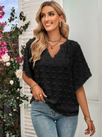 R&B | Damen V-Ausschnitt einfarbig Haarball Top Damen