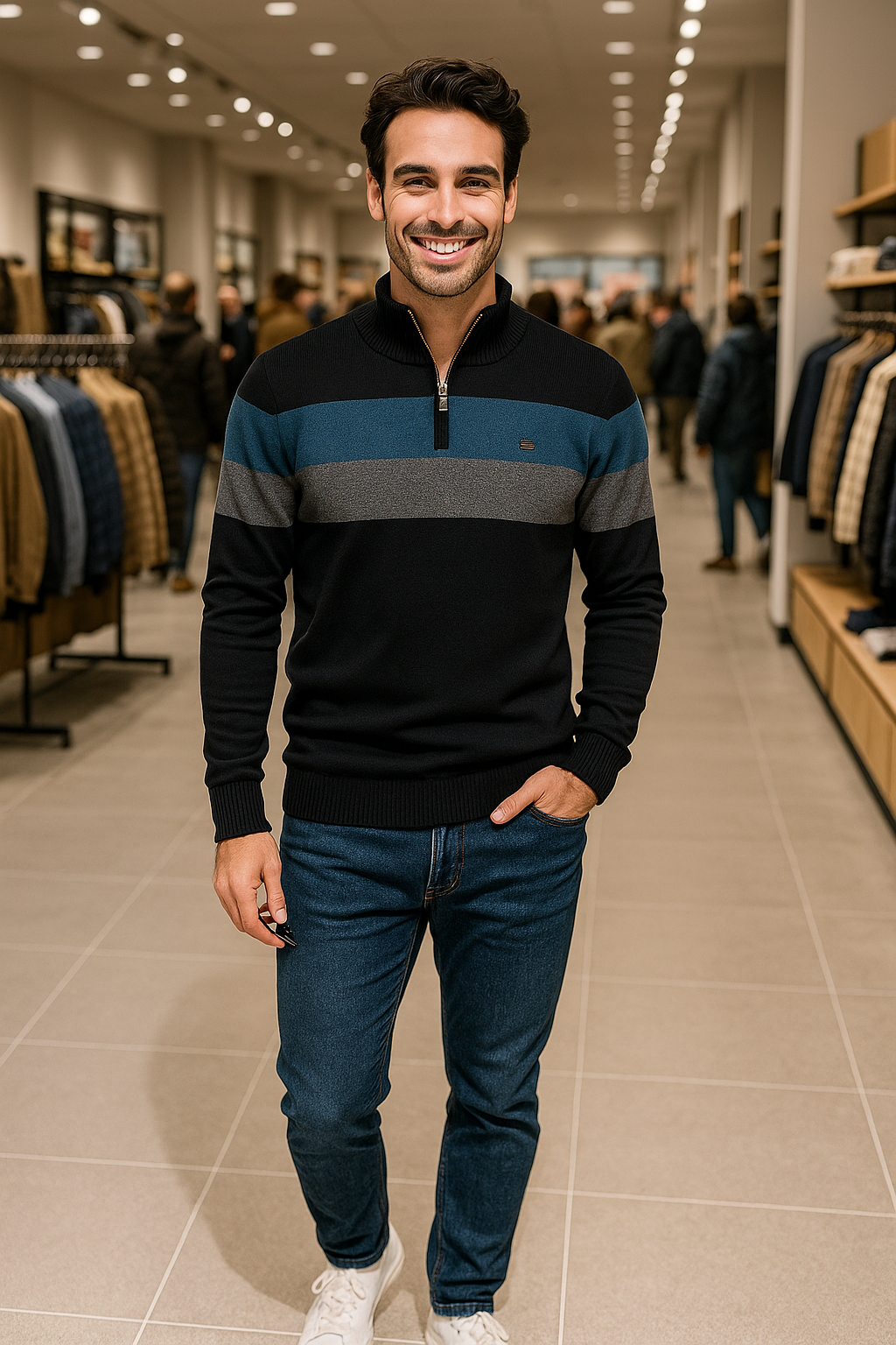 R&B | Wärmer Strickpullover mit Reißverschluss für Den Winter