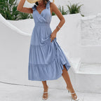 R&B | Solide Farbe Strumpfhalter Pilz Rand hohe Taille Kleid