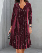 R&B | Kleid mit V-Ausschnitt und Langen Ärmeln
