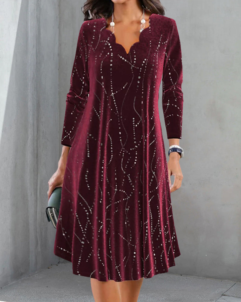 R&B | Kleid mit V-Ausschnitt und Langen Ärmeln