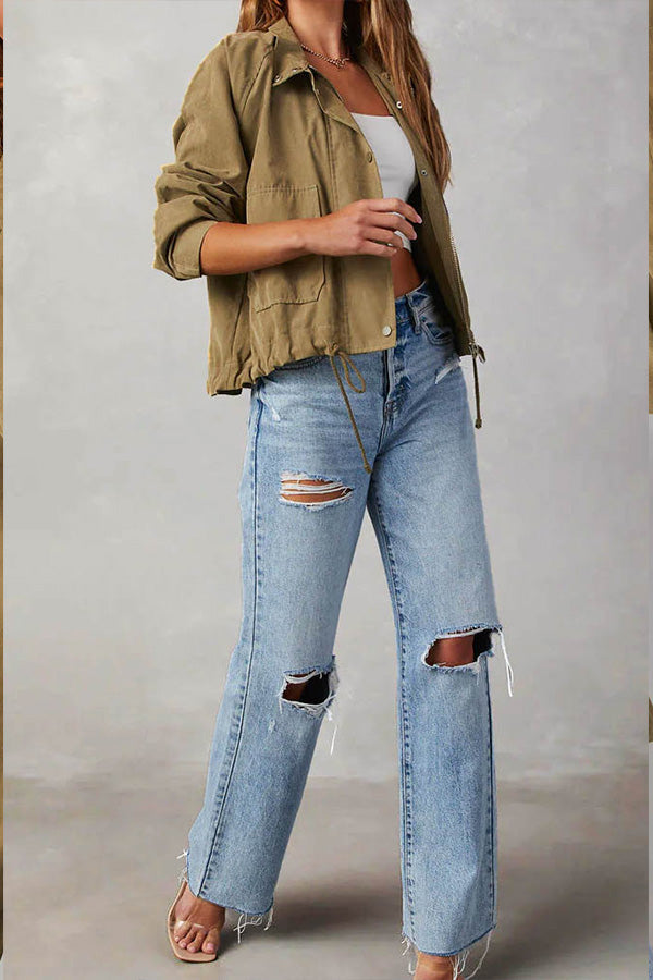 R&B | kariert Revers Mehrknopf-Zwei-Taschen-Midi-Jacke