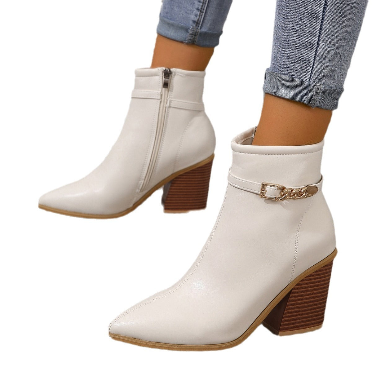Elegante Stiefel mit seitlichem Reißverschluss und Blockabsatz R&B