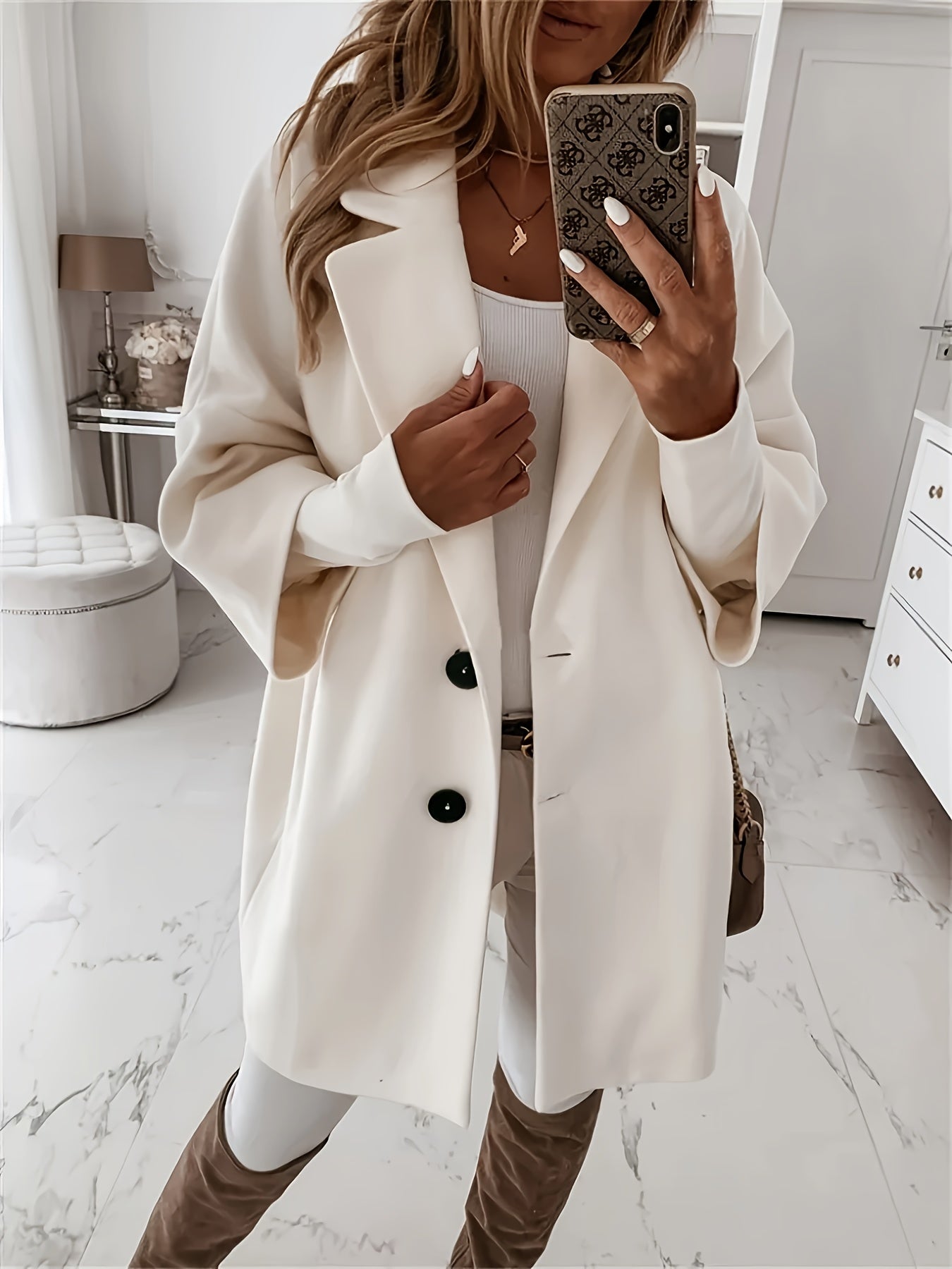 R&B | Eleganter Mantel mit Großen Knöpfen Polyester Klassisch und Schick