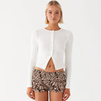 R&B | Einfarbige schmal geschnittene lange Strickjacke