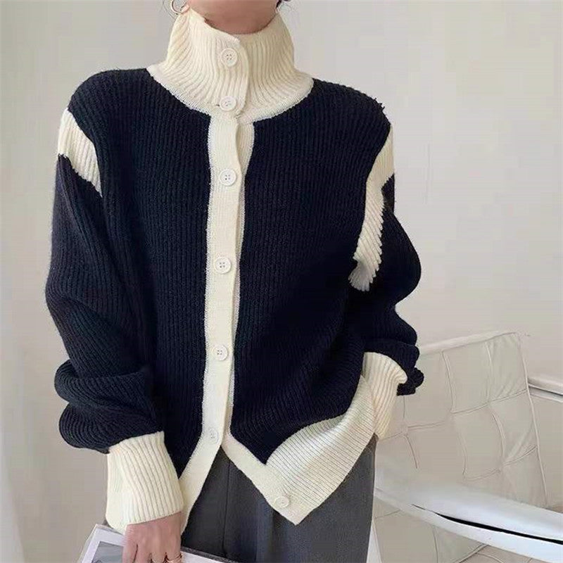 R&B | Kontrast Strickcardigan Weich und Warm Moderner Stil