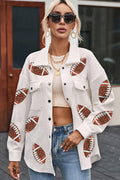 R&B | Pailletten Fußball Patches Kragen Snaps Knopf Jacke