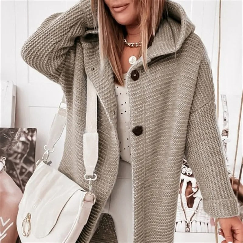 R&B | Eleganter Damen Cardigan Mit Kapuze Kaschmir Look