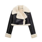 R&B | Damen kurze Jacke mit warmem Teddyfutter