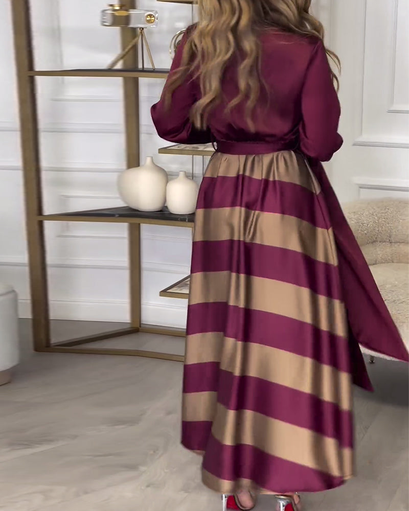 R&B | Kleid mit Streifenmuster und Reversriemen