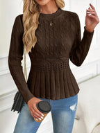 R&B | Bequemer Schicker Grobstrickpullover mit Rundhalsausschnitt