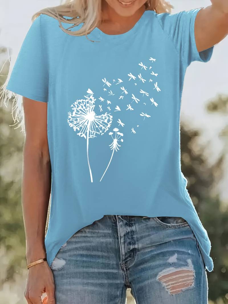 R&B – T-Shirt Mit Löwenzahn-Print Und Rundhalsausschnitt
