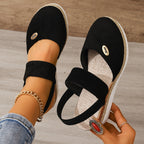 R&B | Damen Sandalen Auf Plattform: Rutschfest, Geschlossene Zehe, Elastischer Riemen
